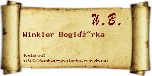 Winkler Boglárka névjegykártya